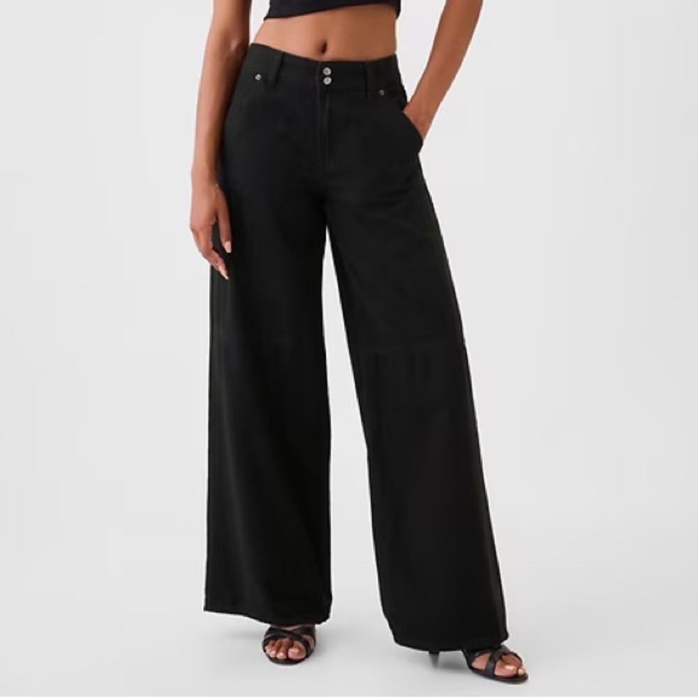 Gap Mid Rise Black Wide-Leg Denim Jeans